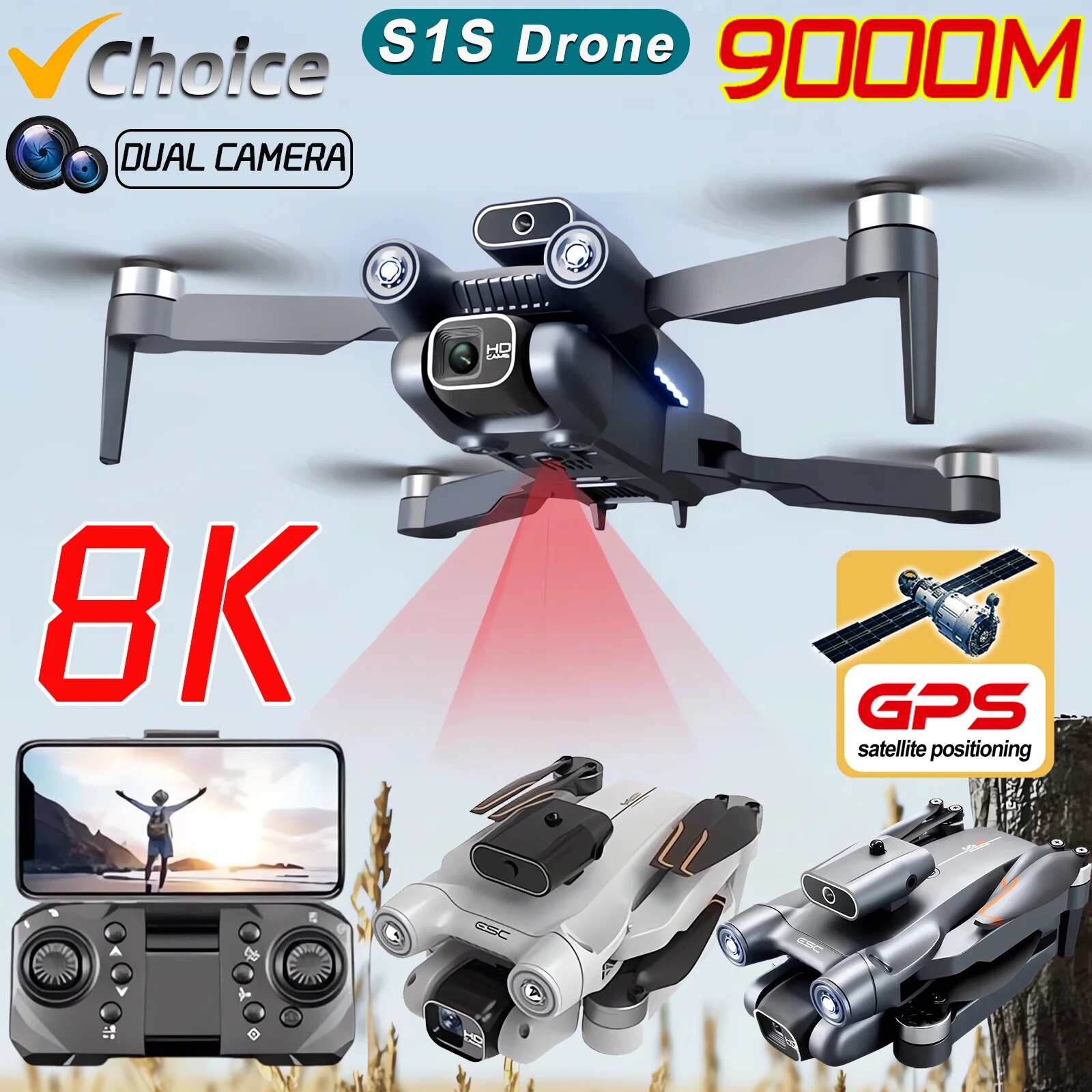 Dron plegable S1S, 5G, Wifi, 4 - Drone Rc S1S reseña y precio