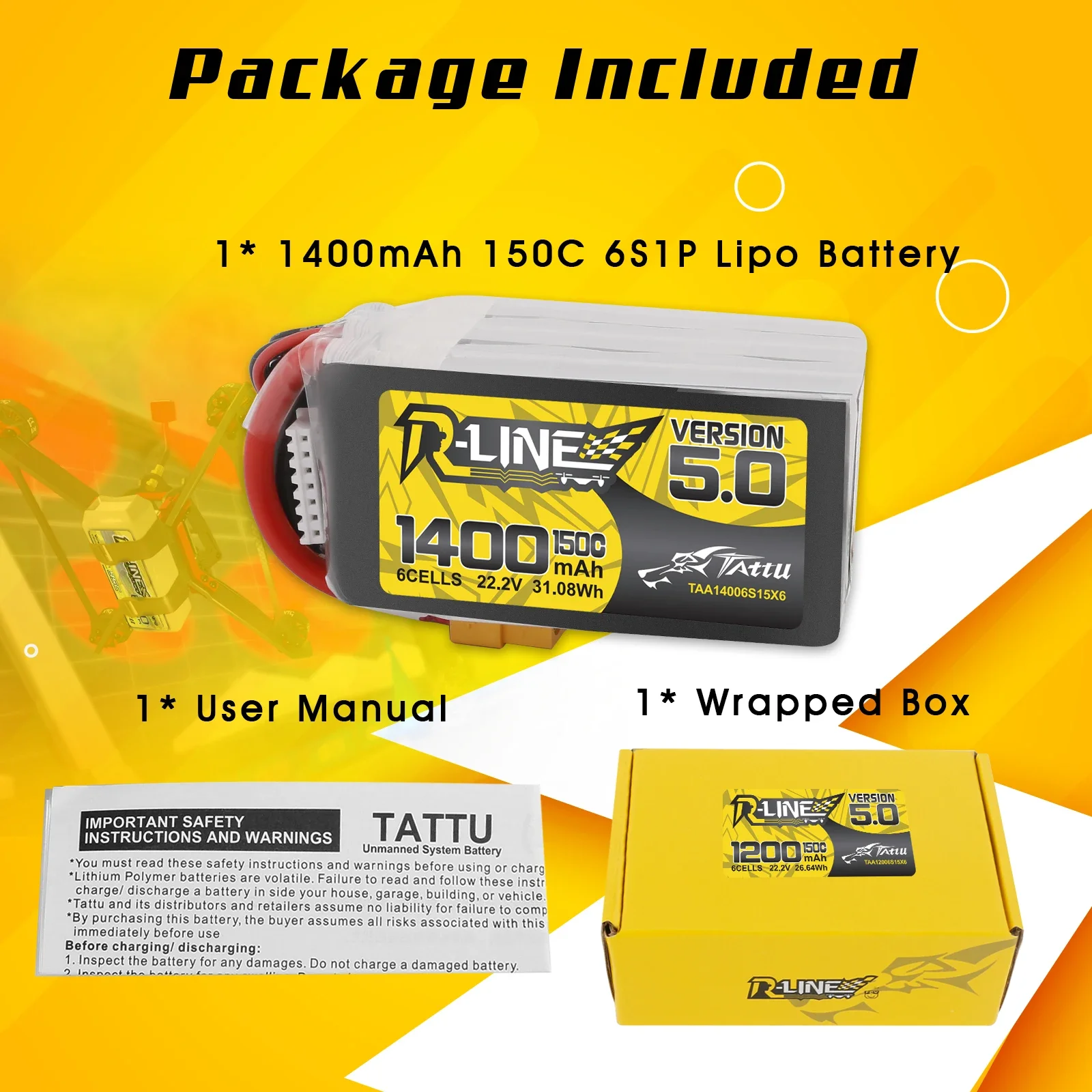 Tattu r-line 1200mAh 1400mAh 6 - Drone Frame 5 Inch reseña y precio